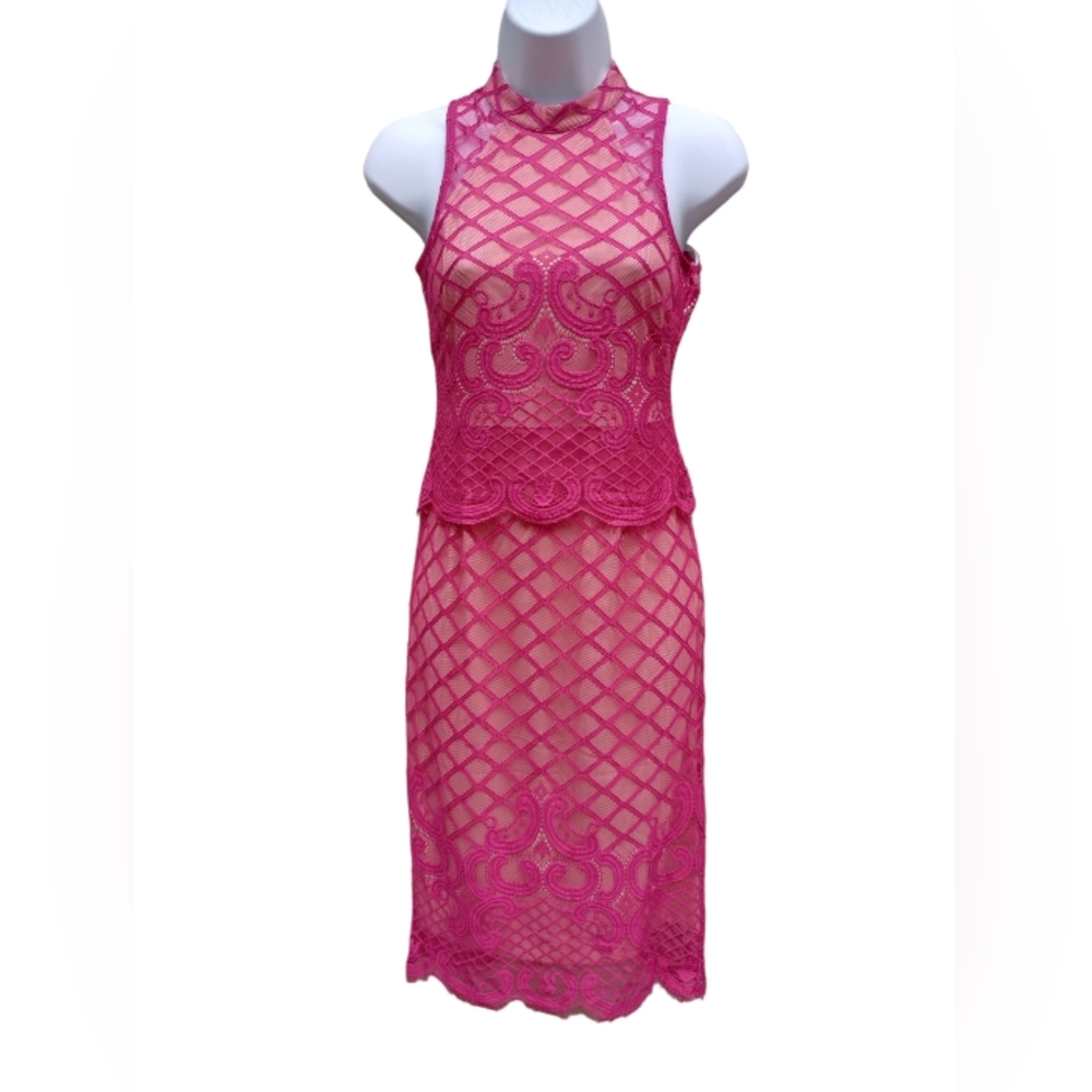 New! Magenta Lace Sleeveless Bodycon Mini Dress Size Small